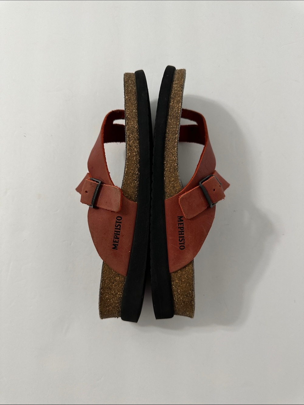 Mephisto Sandals Size 7/38 Helen Orange Nubuck Toe Loop Thong Comfort Air Relax - Picture 7 of 12